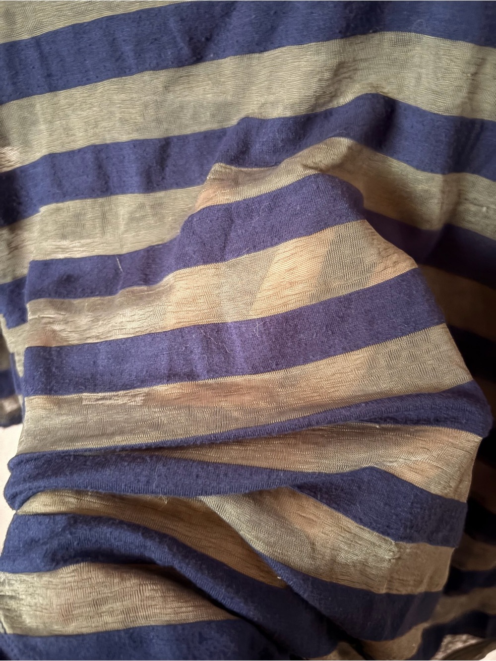 Wallflower Navy & Olive Striped V-Neck 3/4 Sleeve Top - Picture 3 of 3